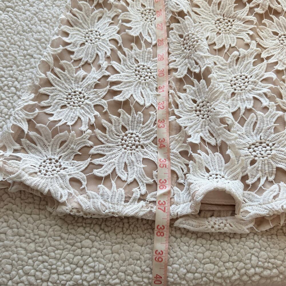 Adrianna Papell Illusion Floral Lace Fit and Flare Ivory Dress 6 - Picture 10 of 10